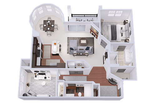 Floor plan for 2 beds, 2 baths, 1232 sqft